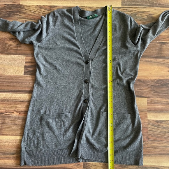 Ralph Lauren Gray Cardigan Sweater V-Neck Lightweight - Picture 7 of 8